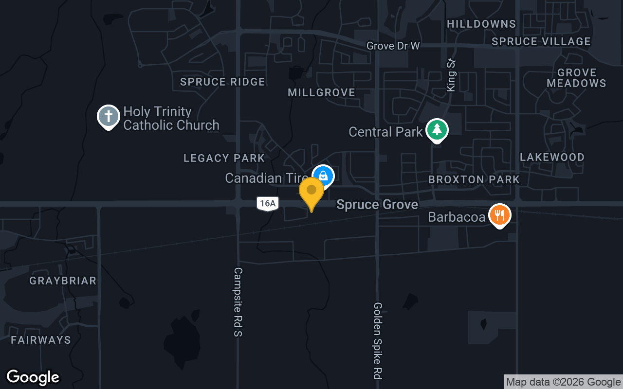 Map of bar trivia spots in Spruce Grove, AB