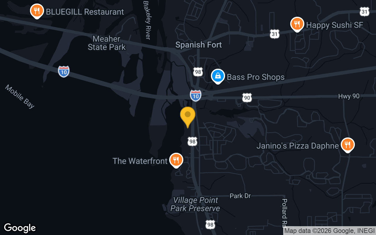 Map of bar trivia spots in Daphne, AL