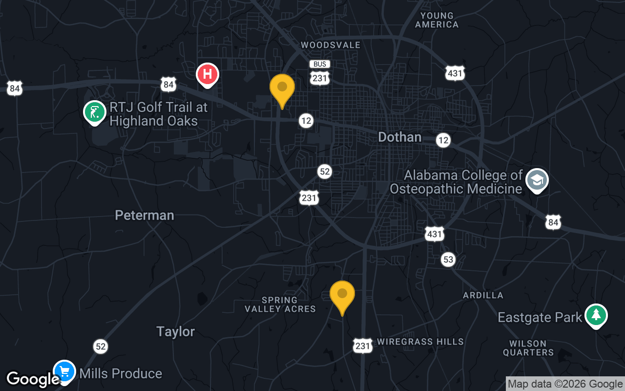 Map of bar trivia spots in Dothan, AL