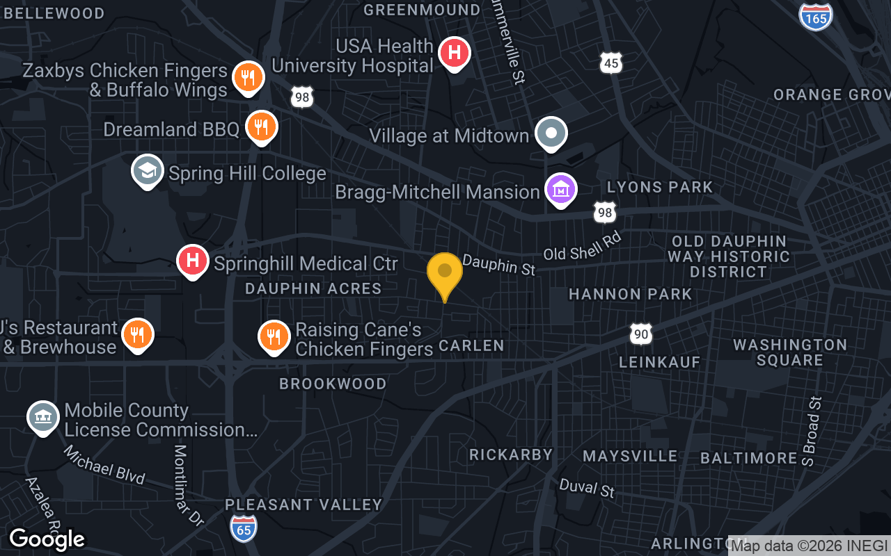 Map of bar trivia spots in Mobile, AL