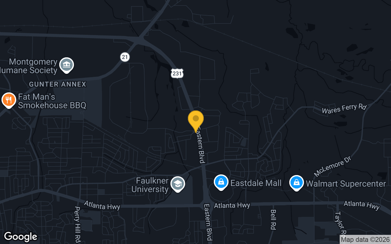 Map of bar trivia spots in Montgomery, AL