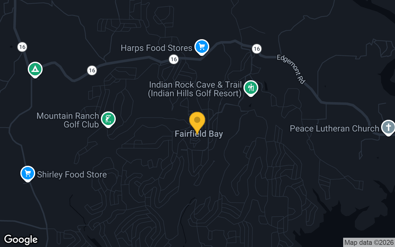 Map of bar trivia spots in Fairfield Bay, AR