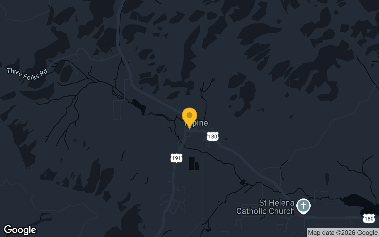 Map of bar trivia spots in Alpine, AZ