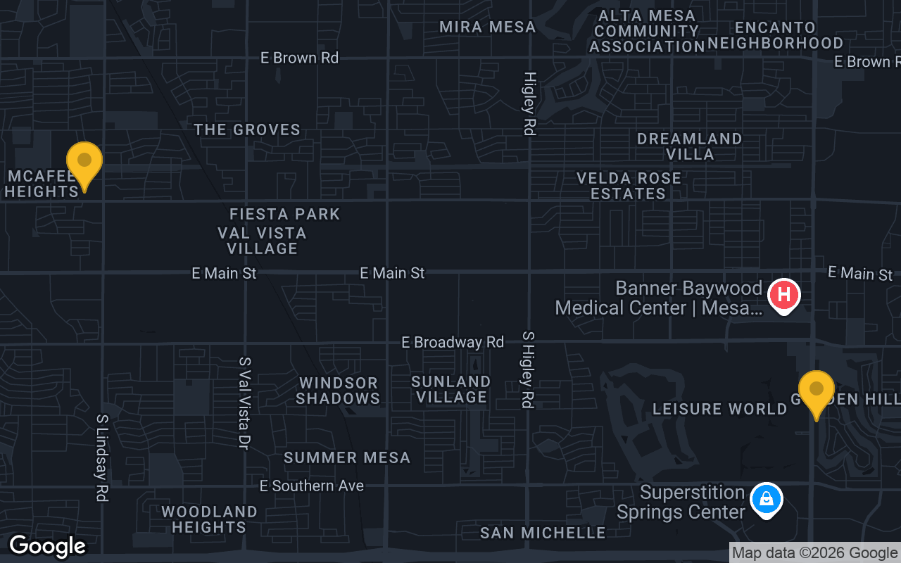 Map of bar trivia spots in Mesa, AZ