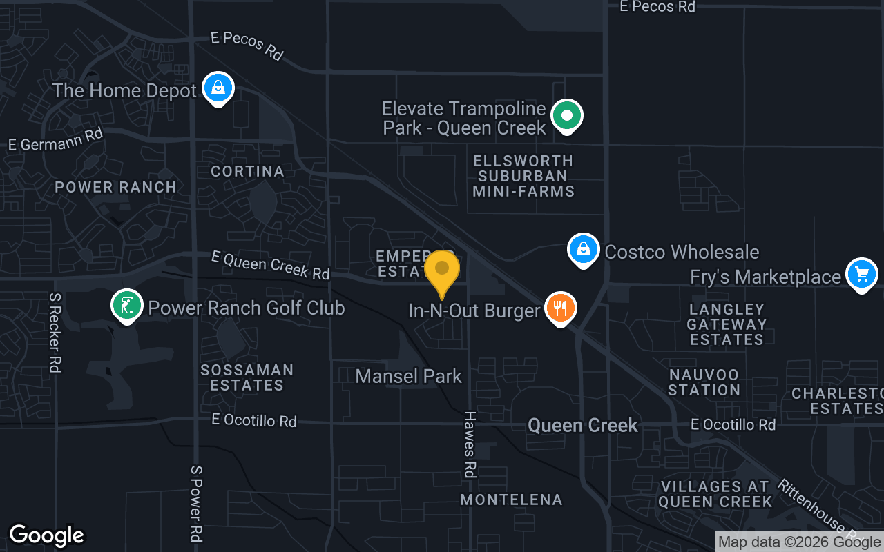 Map of bar trivia spots in Queen Creek, AZ