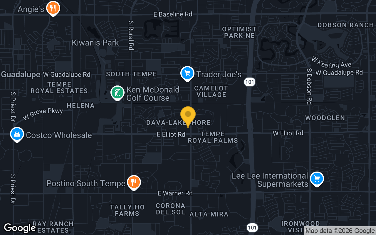 Map of bar trivia spots in Tempe, AZ