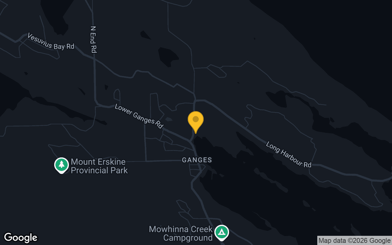 Map of bar trivia spots in Salt Springs Island, BC