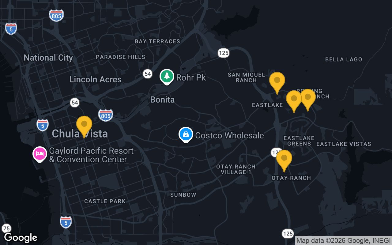 Map of bar trivia spots in Chula Vista, CA