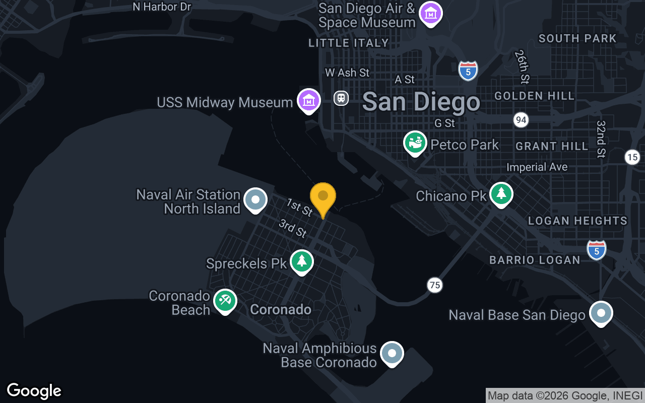 Map of bar trivia spots in Coronado, CA