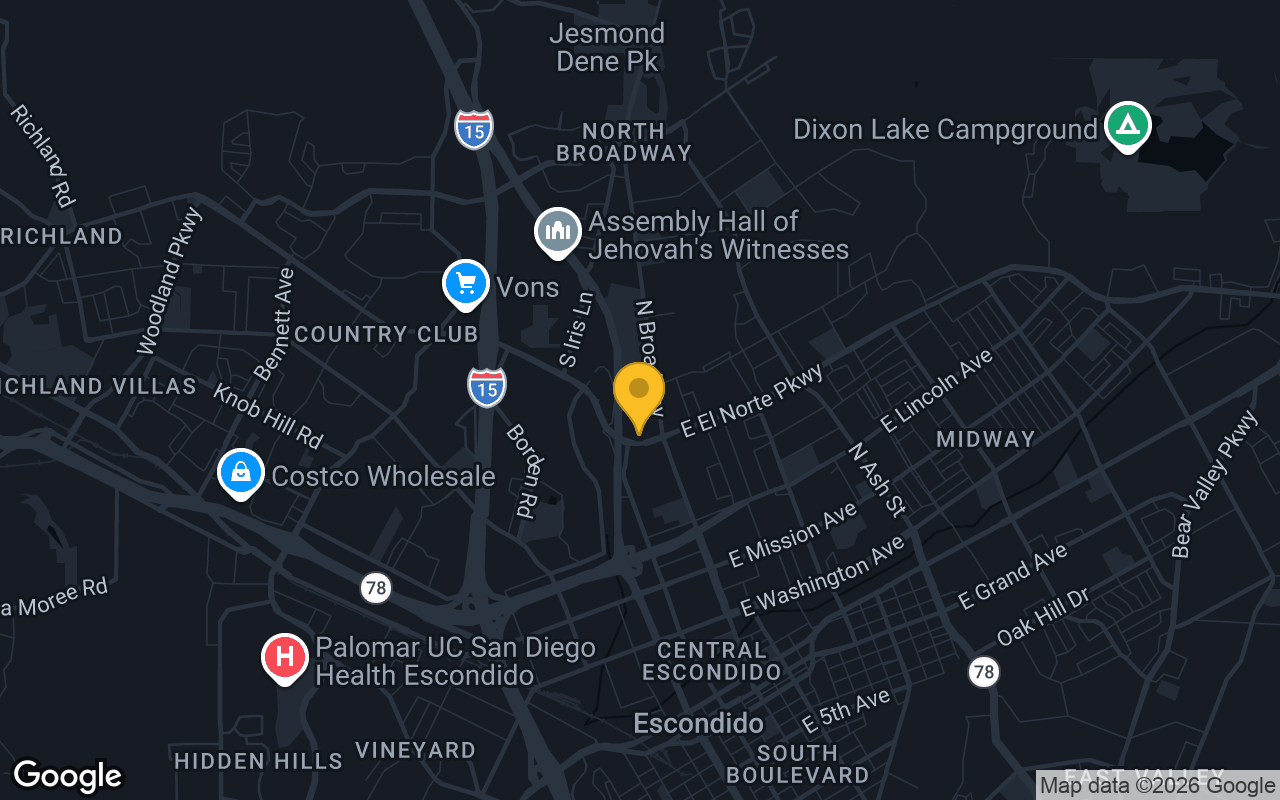 Map of bar trivia spots in Escondido, CA