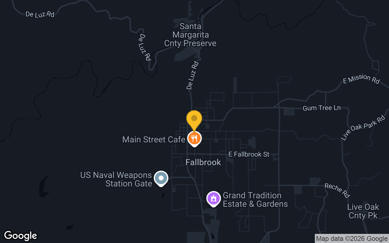 Map of bar trivia spots in Fallbrook, CA