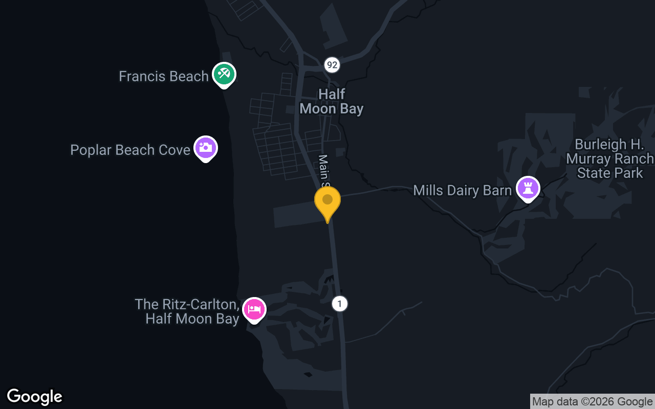 Map of bar trivia spots in Half Moon Bay, CA
