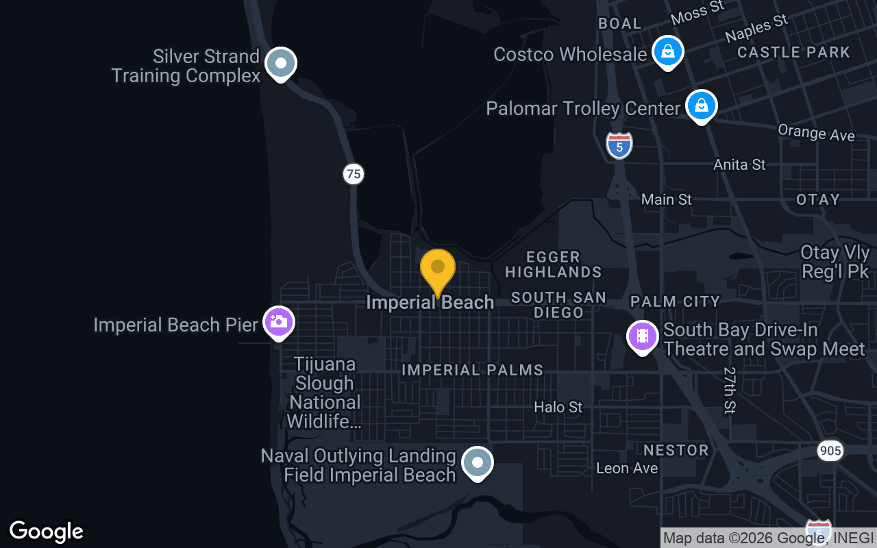 Map of bar trivia spots in Imperial Beach, CA