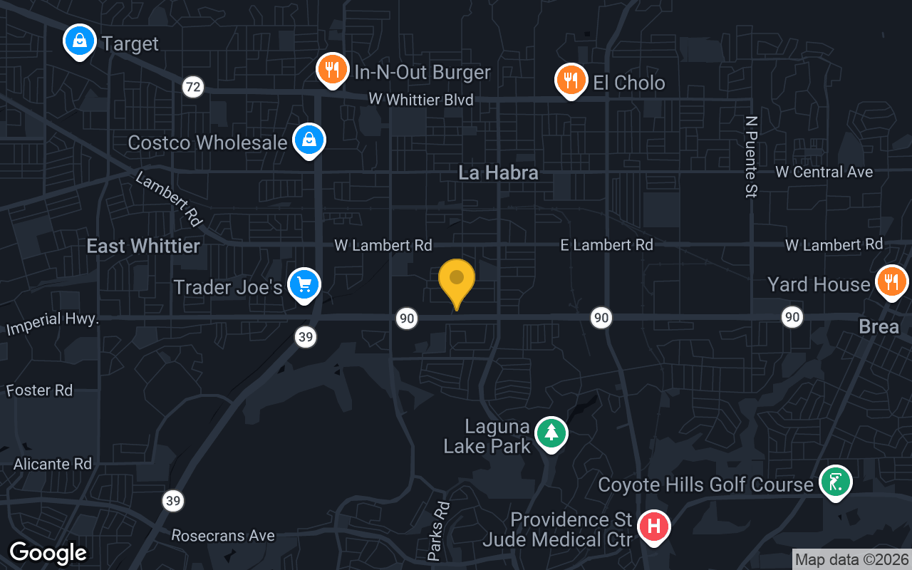 Map of bar trivia spots in La Habra, CA