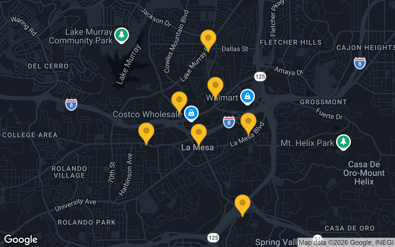 Map of bar trivia spots in La Mesa, CA