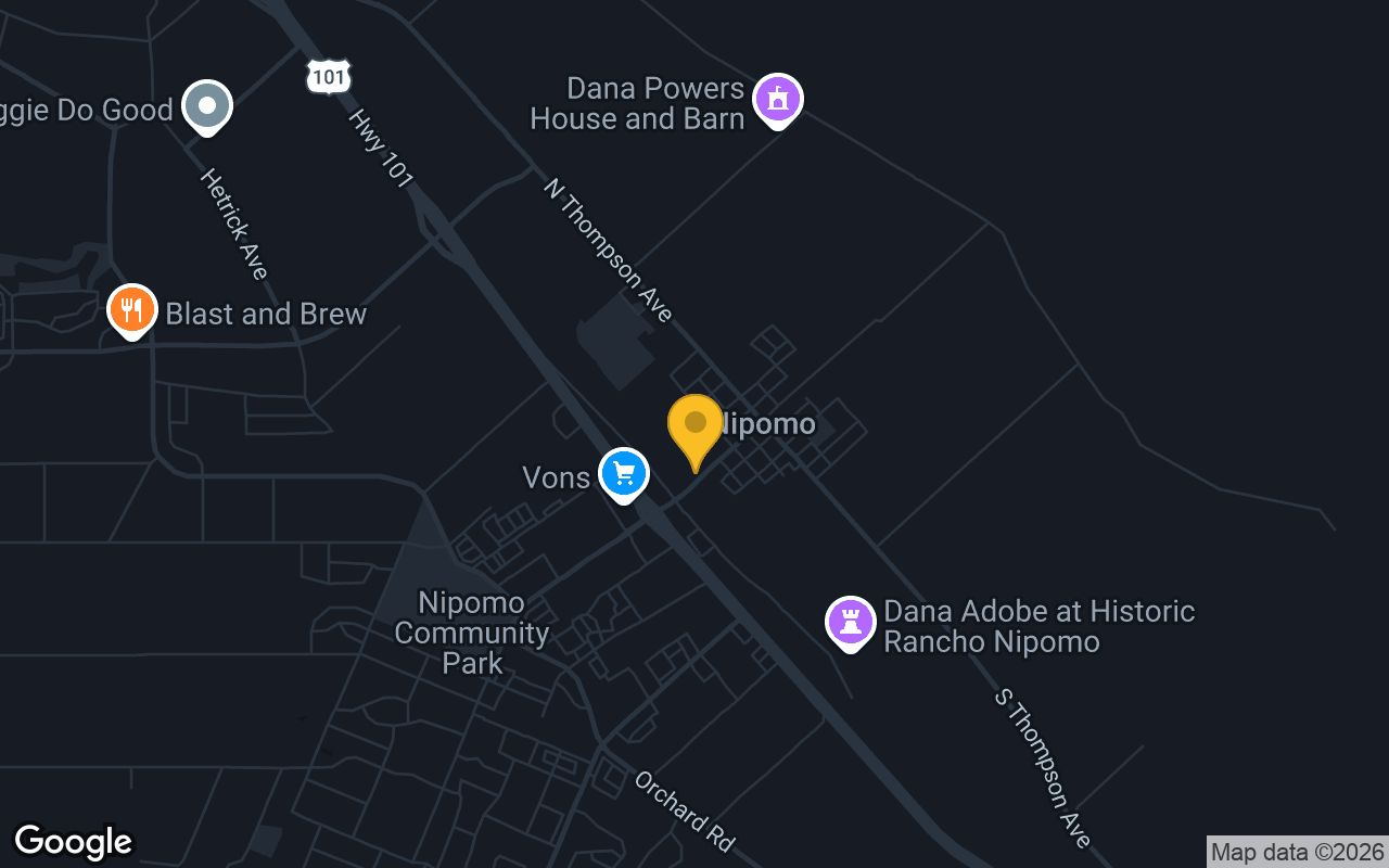 Map of bar trivia spots in Nipomo, CA