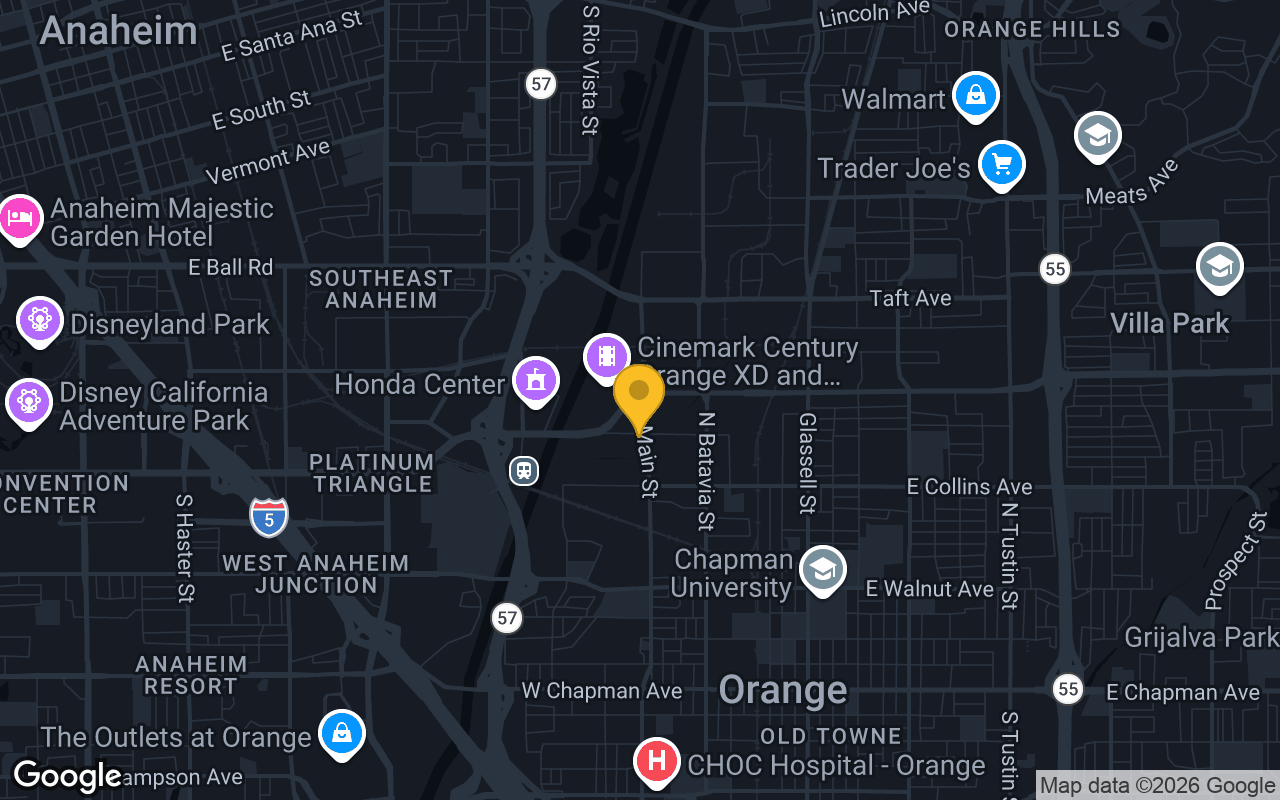 Map of bar trivia spots in Orange, CA