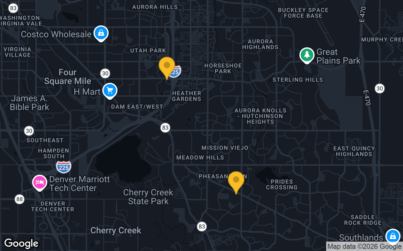 Map of bar trivia spots in Aurora, CO