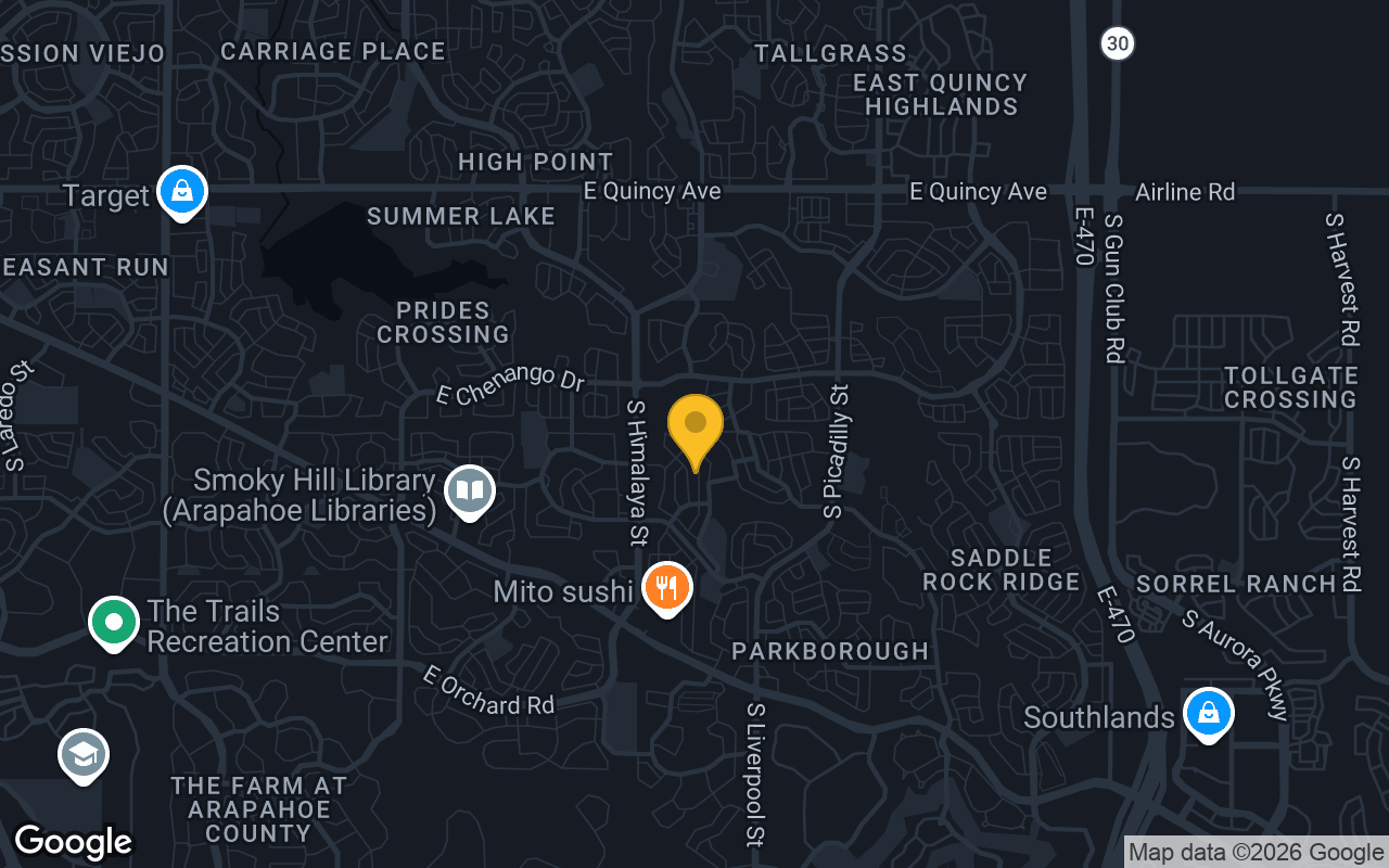 Map of bar trivia spots in Centennial, CO