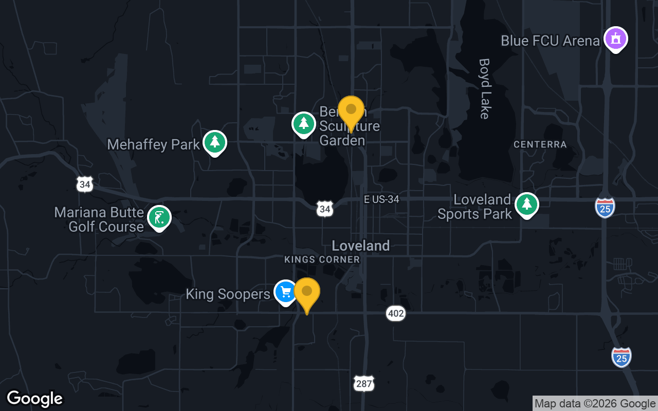 Map of bar trivia spots in Loveland, CO