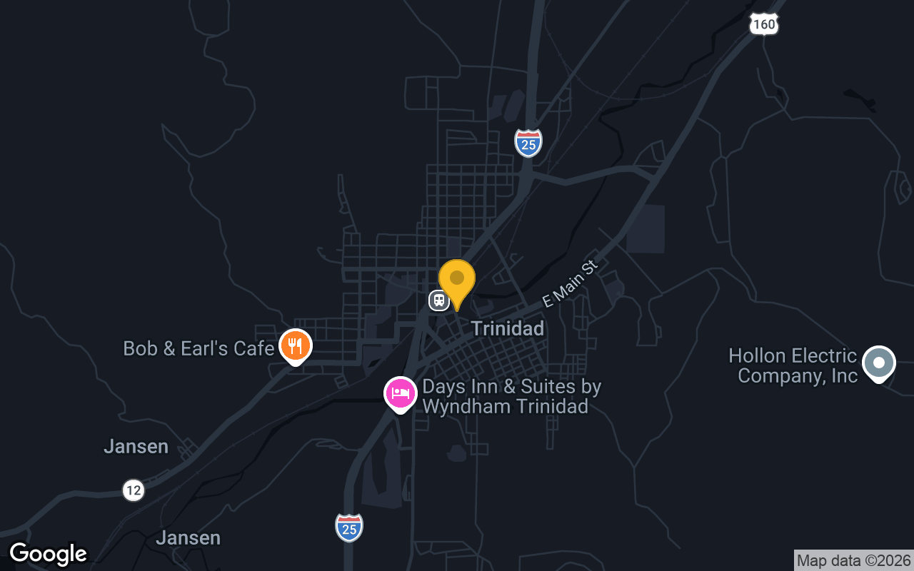 Map of bar trivia spots in Trinidad, CO