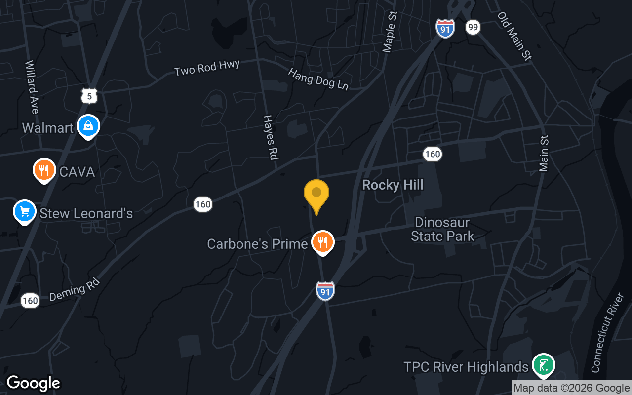 Map of bar trivia spots in Rocky Hill, CT