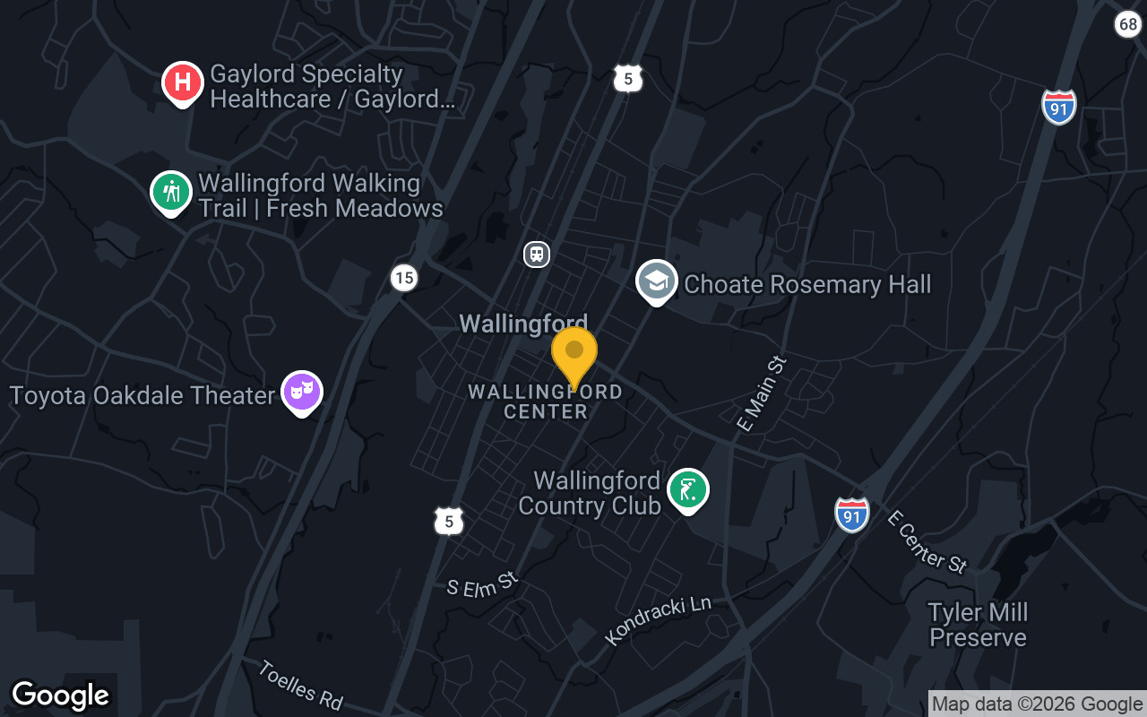 Map of bar trivia spots in Wallingford, CT