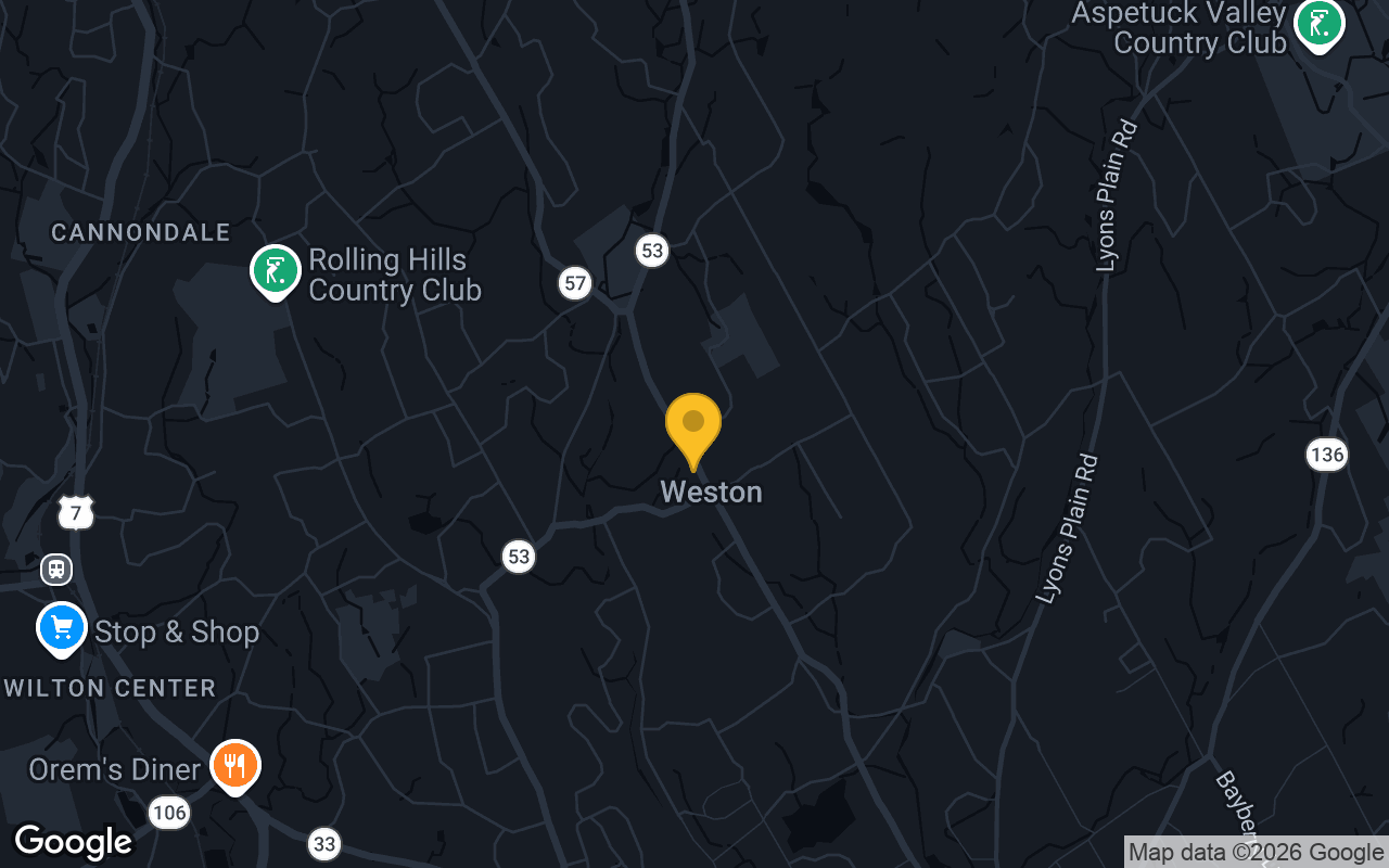 Map of bar trivia spots in Weston, CT
