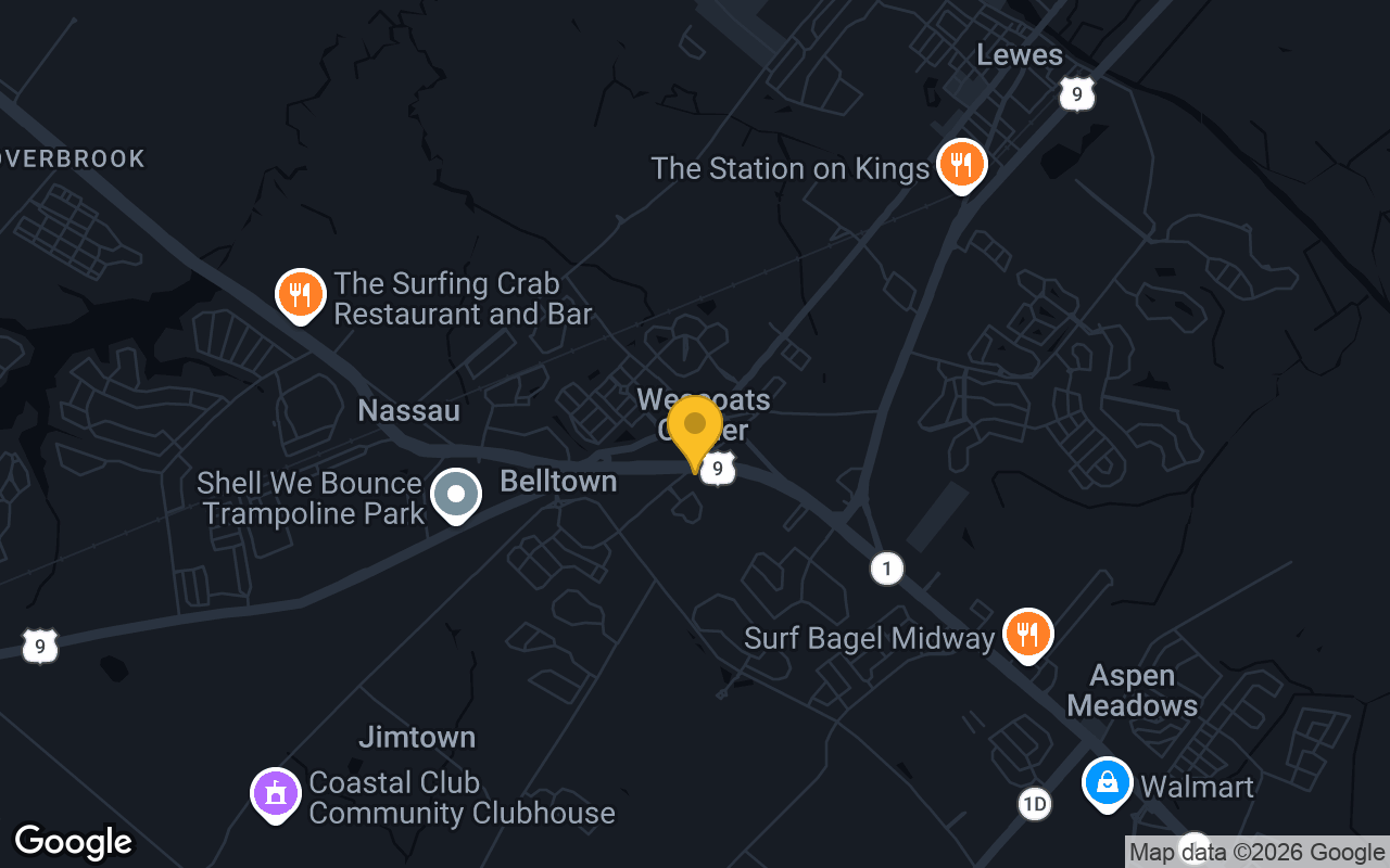 Map of bar trivia spots in Lewes, DE
