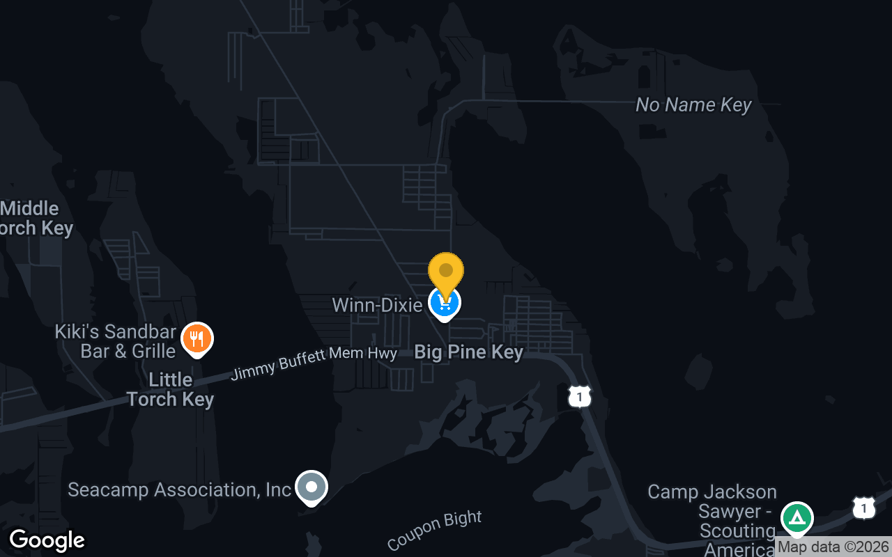 Map of bar trivia spots in Big Pine Key, FL