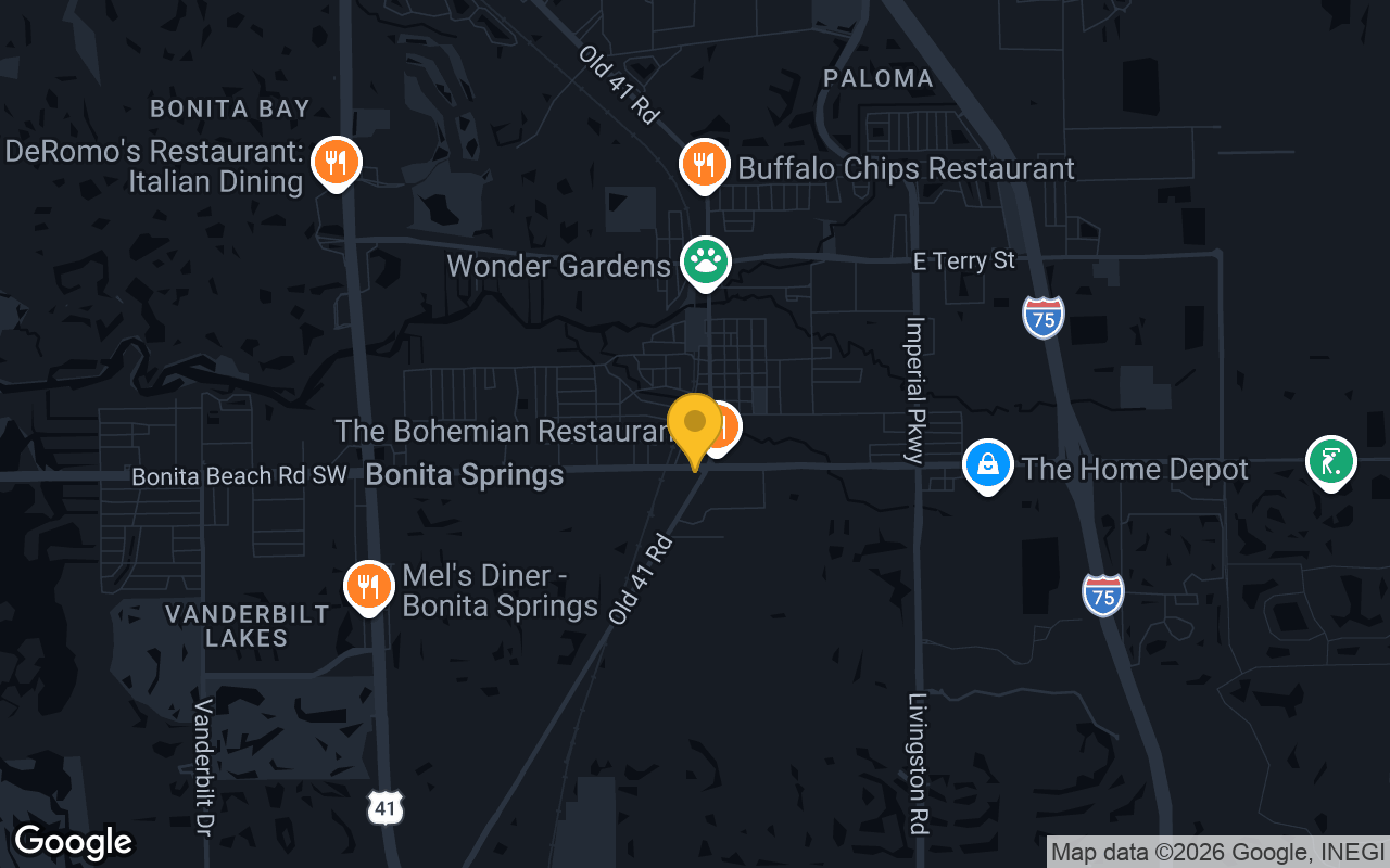 Map of bar trivia spots in Bonita Springs, FL