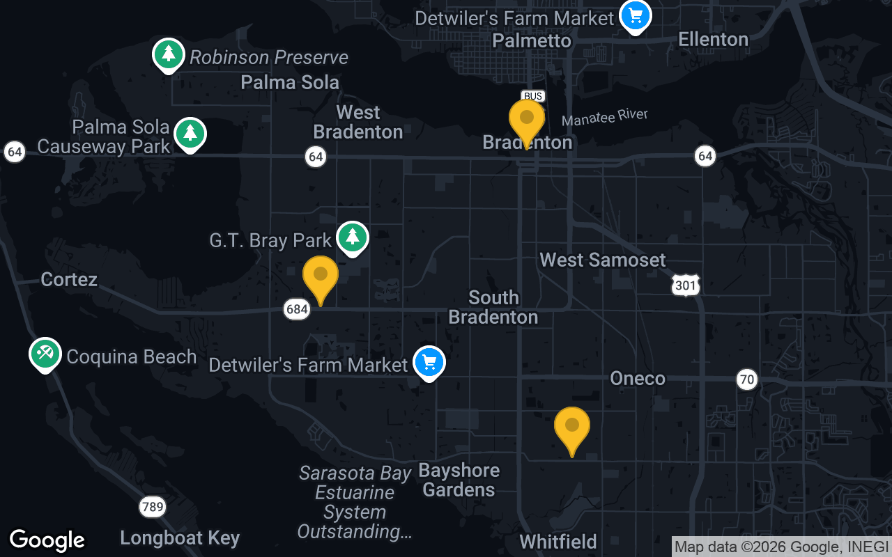 Map of bar trivia spots in Bradenton, FL