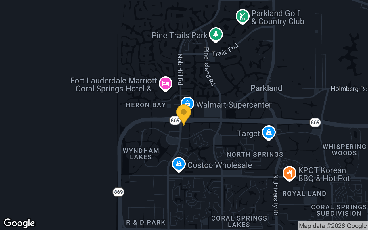 Map of bar trivia spots in Coral Springs, FL