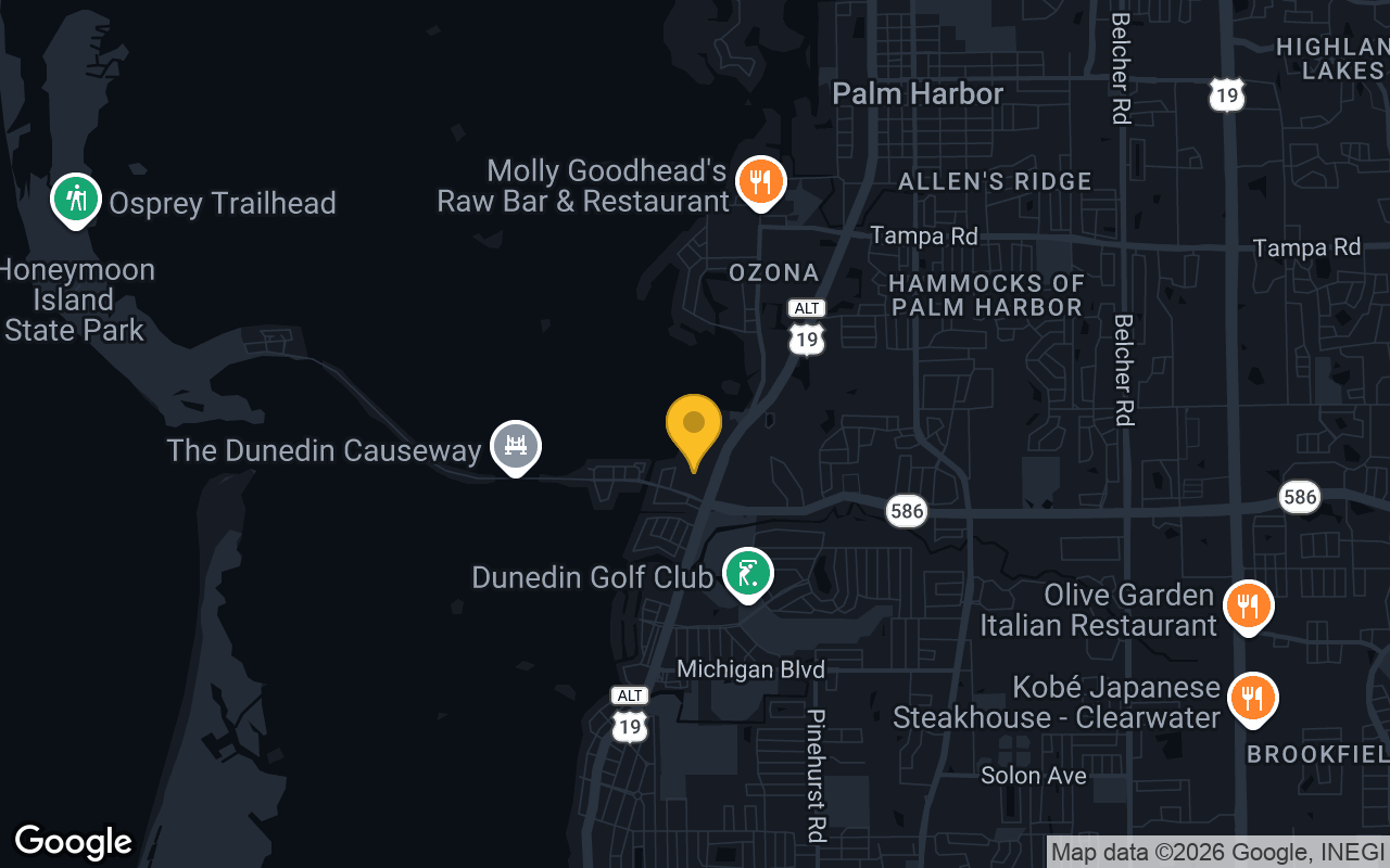 Map of bar trivia spots in Dunedin, FL