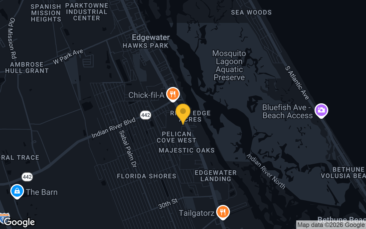 Map of bar trivia spots in Edgewater, FL