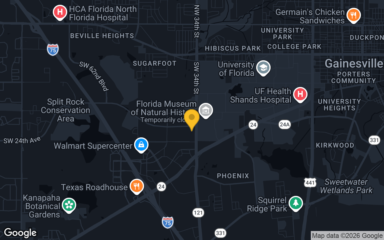 Map of bar trivia spots in Gainesville, FL