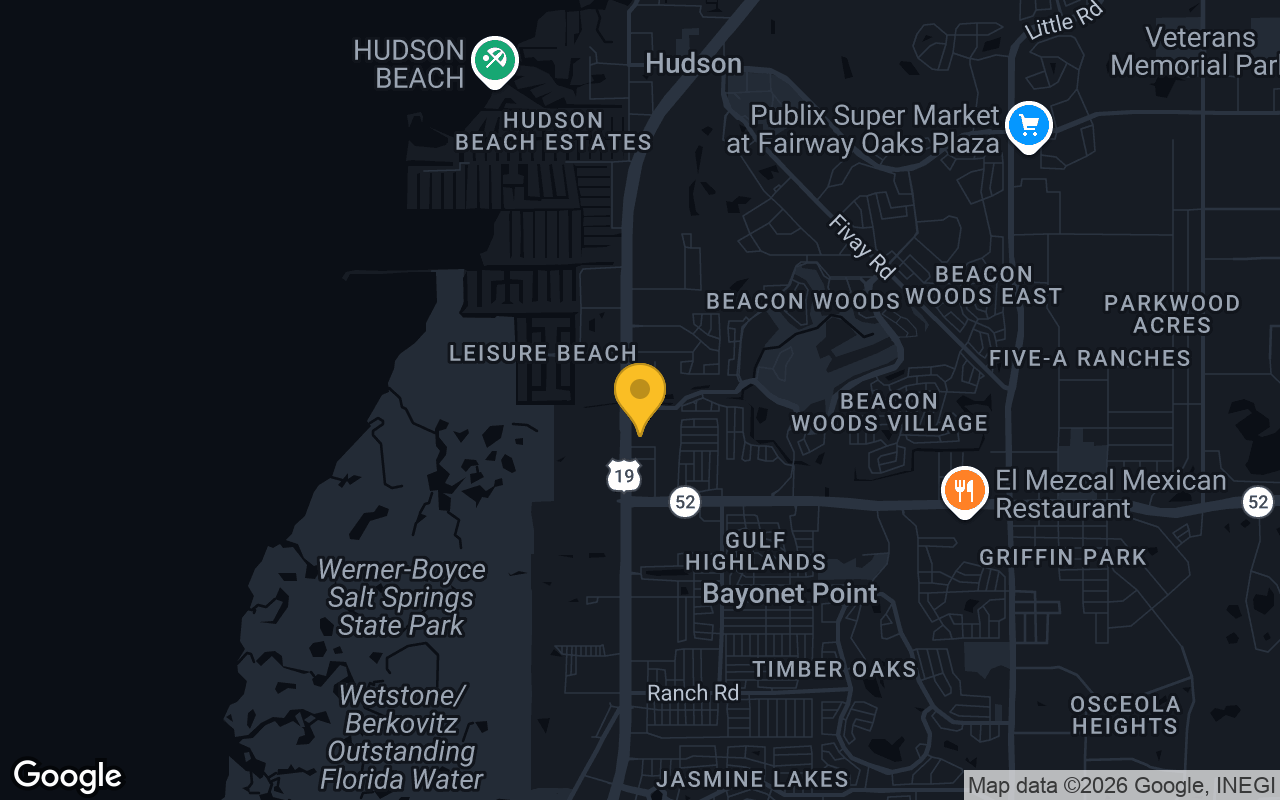 Map of bar trivia spots in Hudson, FL