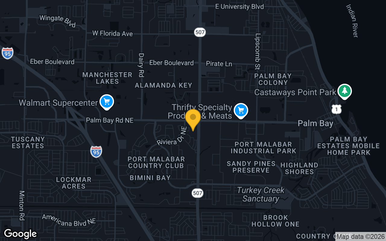 Map of bar trivia spots in Palm Bay, FL