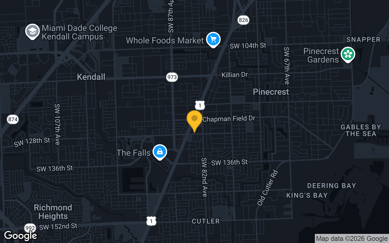 Map of bar trivia spots in Pinecrest, FL