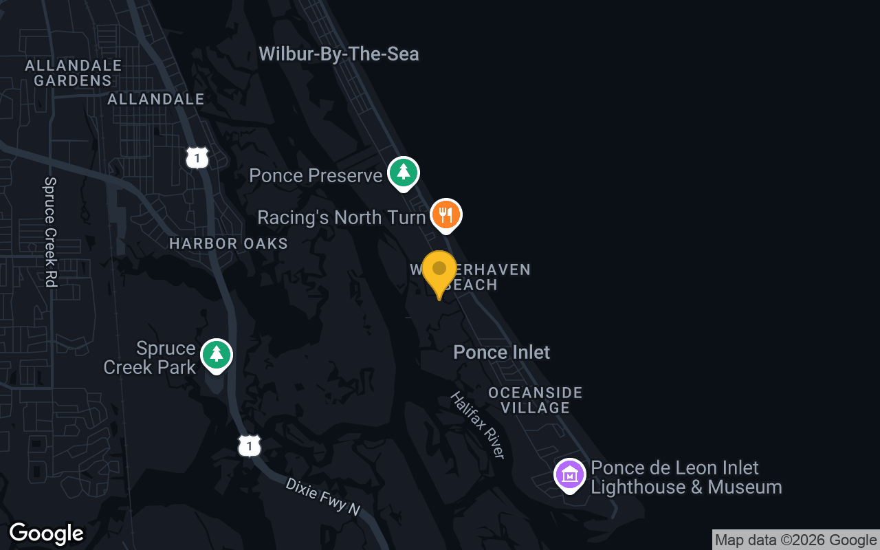 Map of bar trivia spots in Ponce Inlet, FL