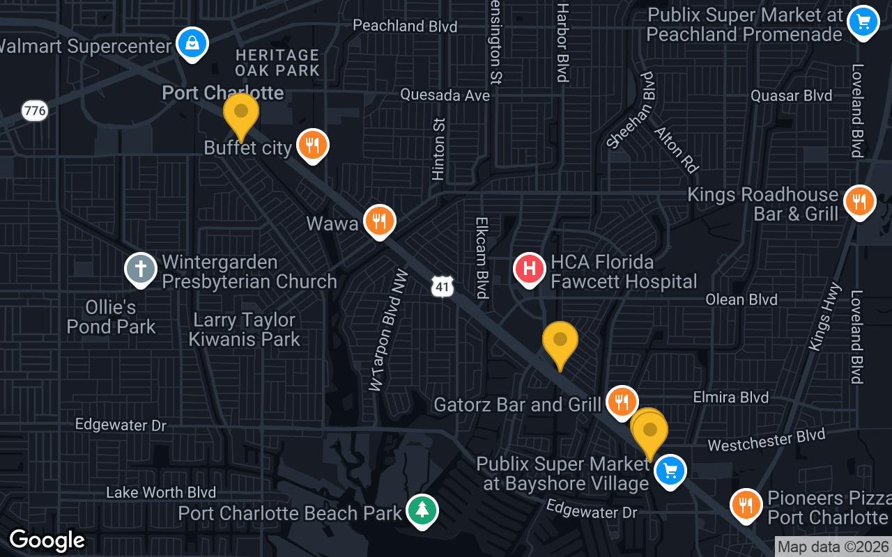 Map of bar trivia spots in Port Charlotte, FL