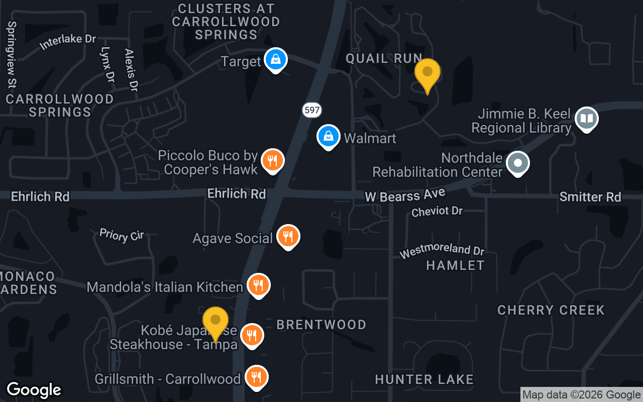 Map of bar trivia spots in Tampa, FL