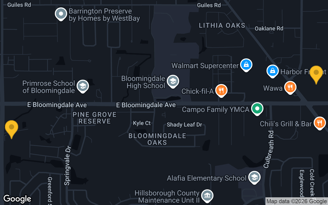 Map of bar trivia spots in Valrico, FL
