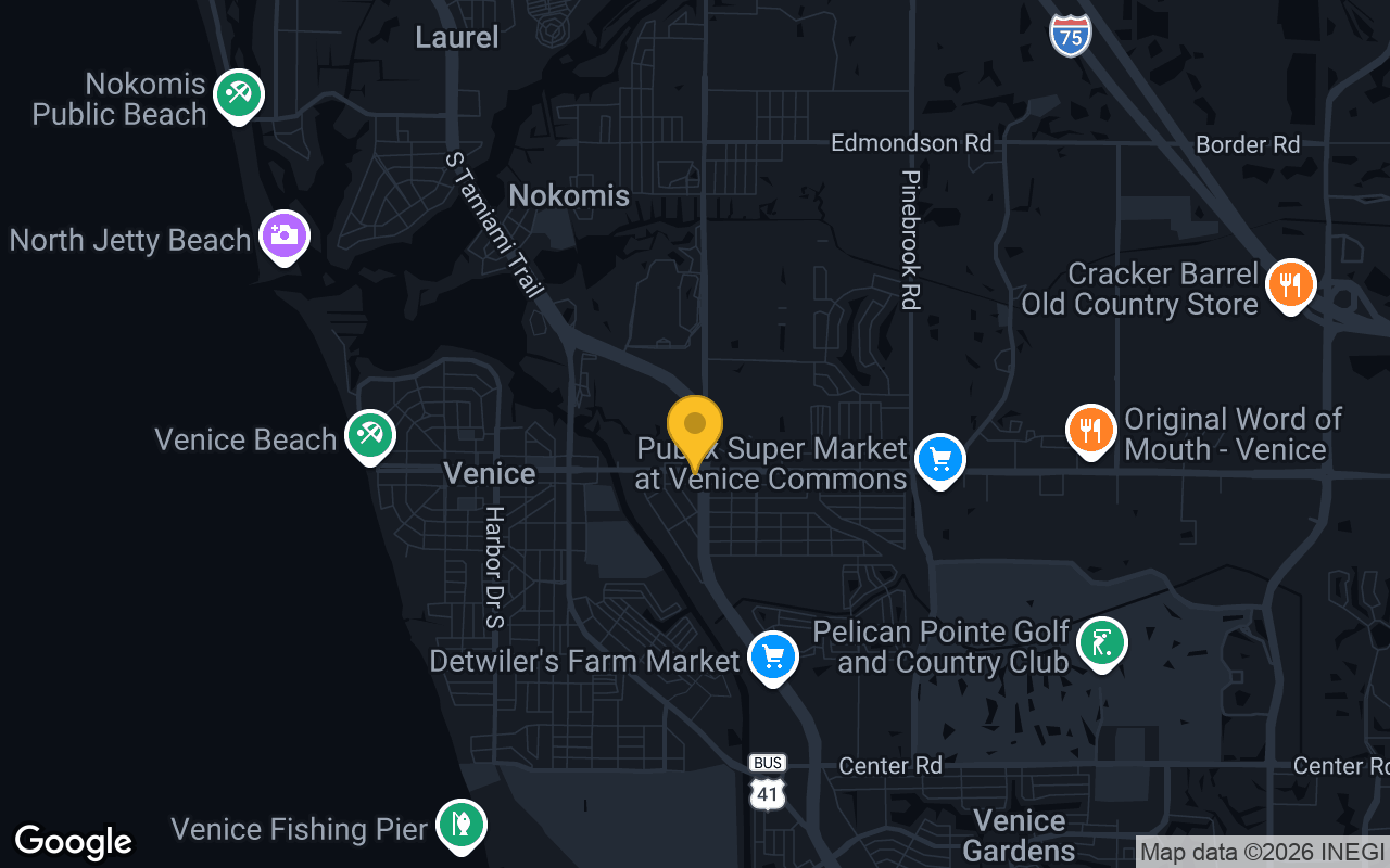 Map of bar trivia spots in Venice, FL