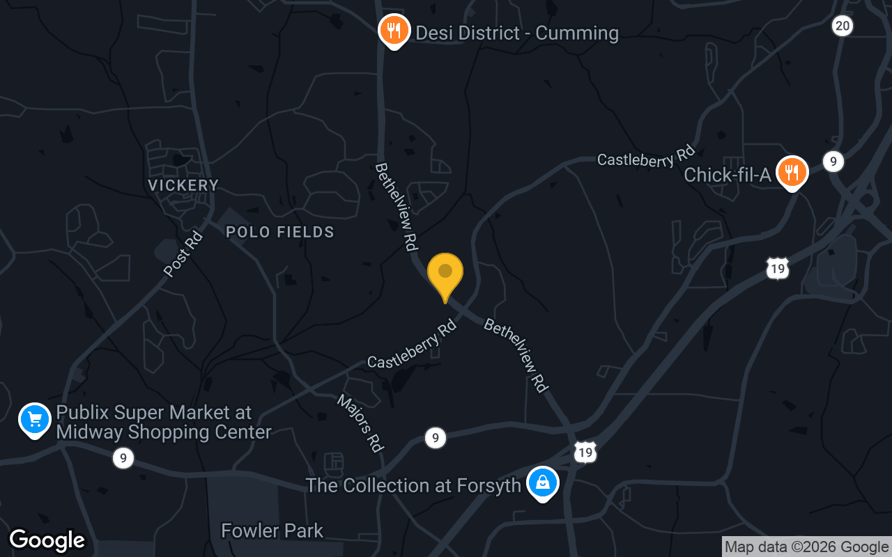 Map of bar trivia spots in Cumming, GA