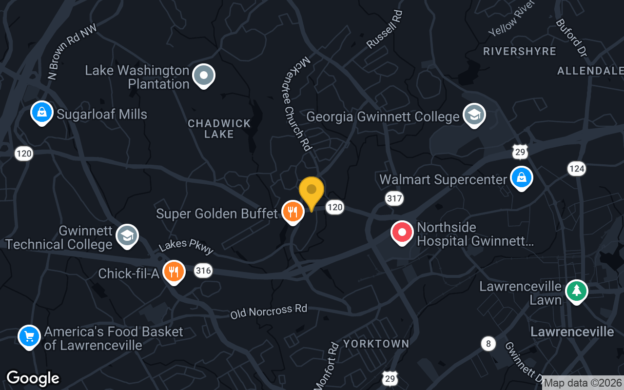 Map of bar trivia spots in Lawrenceville, GA