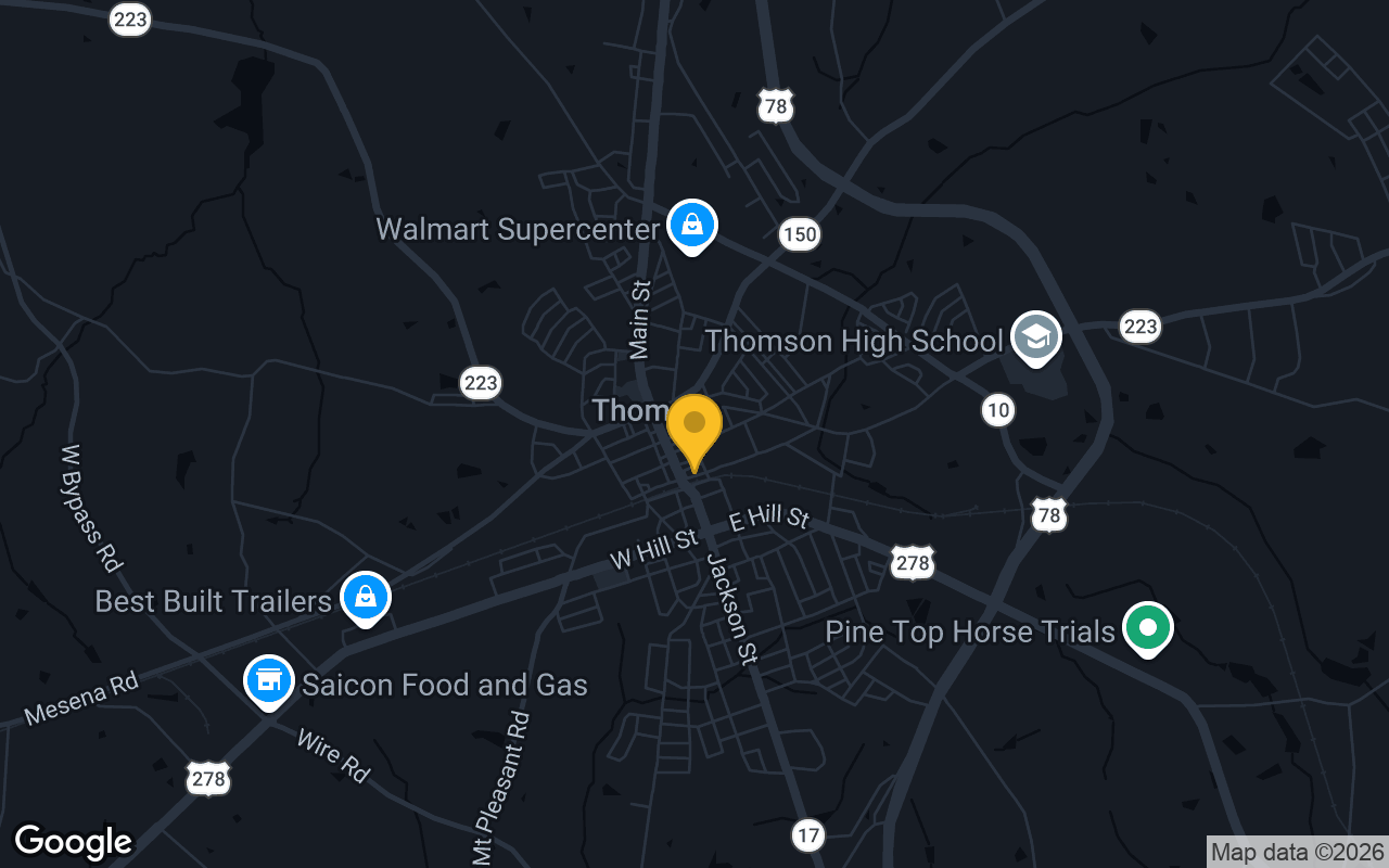 Map of bar trivia spots in Thomson, GA