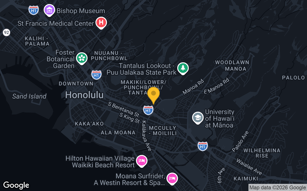 Map of bar trivia spots in Honolulu, HI