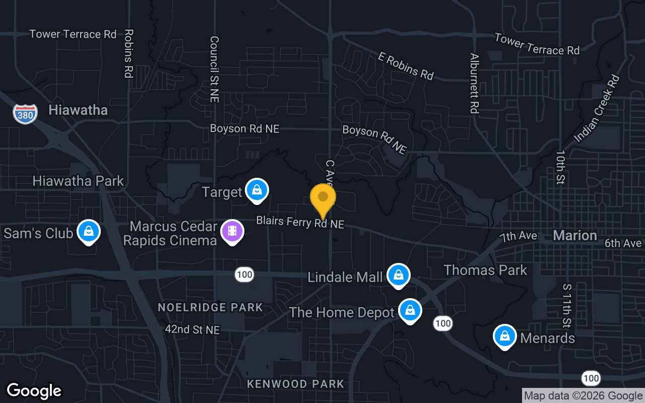 Map of bar trivia spots in Cedar Rapids, IA