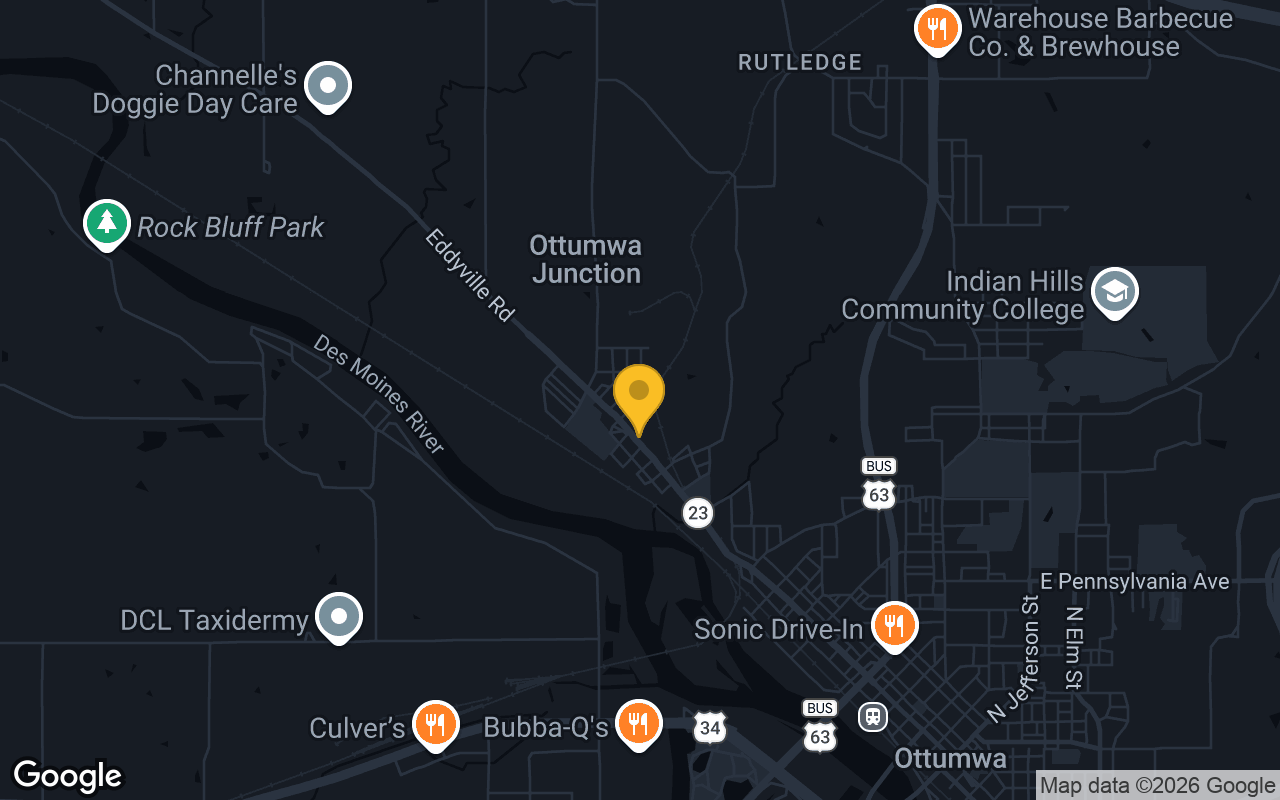 Map of bar trivia spots in Ottumwa, IA